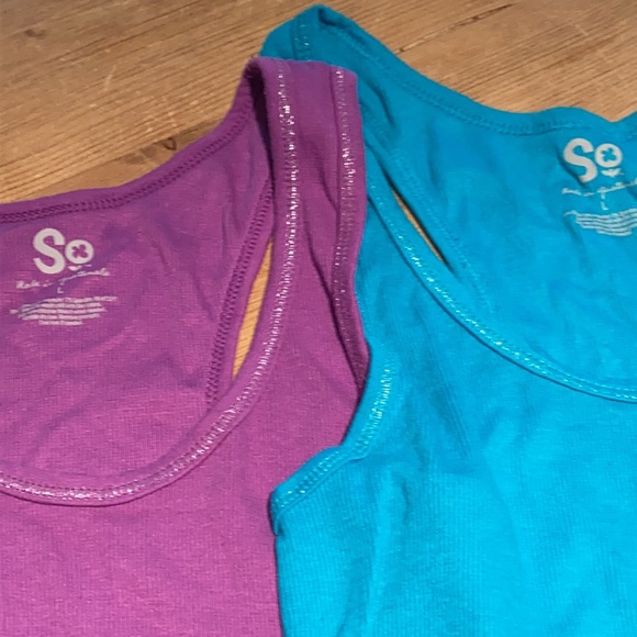 Two tank tops Sz Large purple & turquoise SO - Picture 2 of 3